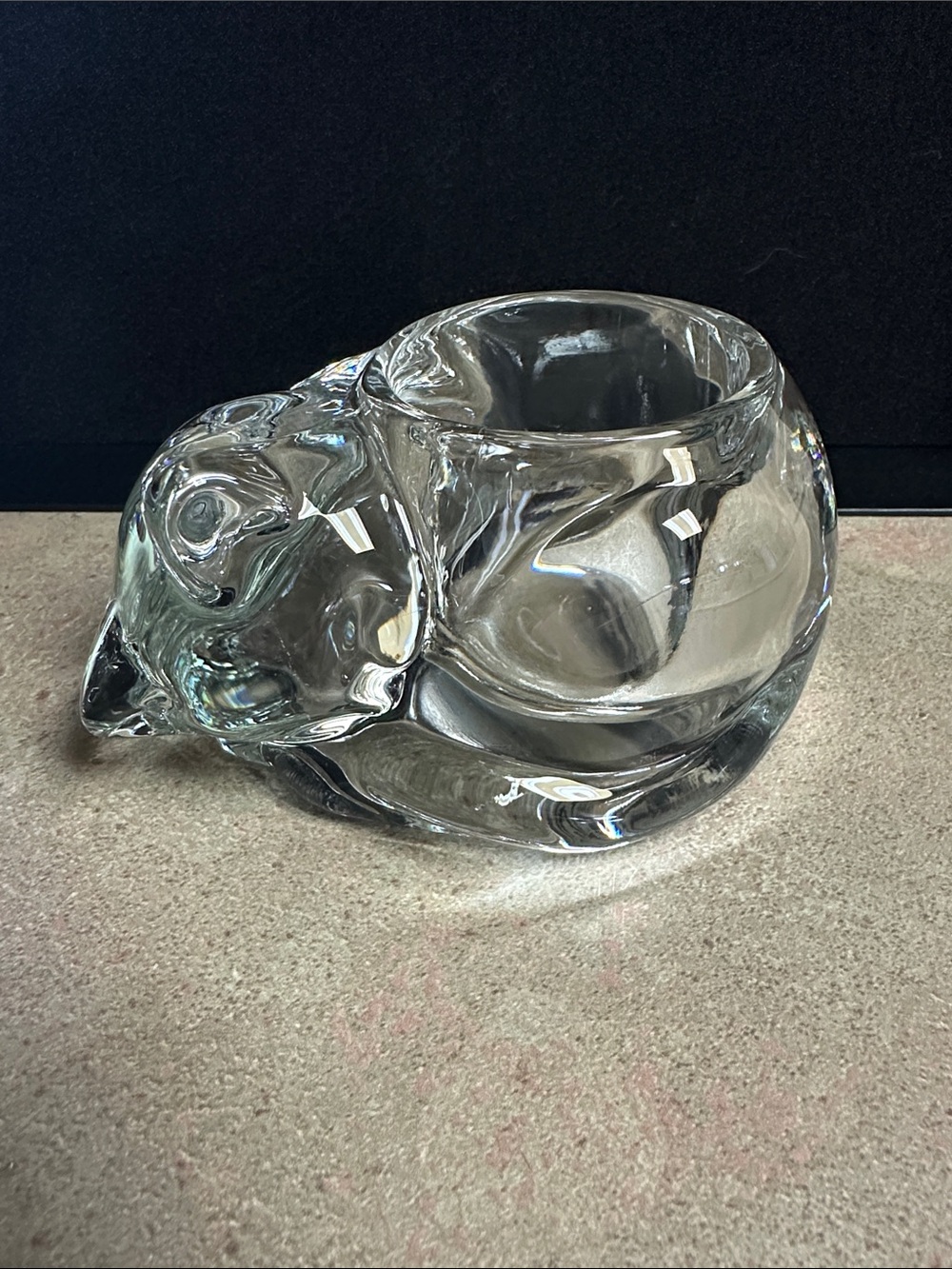 Vintage Indiana Glass Sleeping Cat Votive Candle Holder